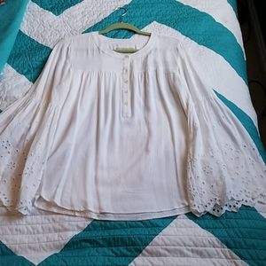 Ivory long sleeve eyelet top